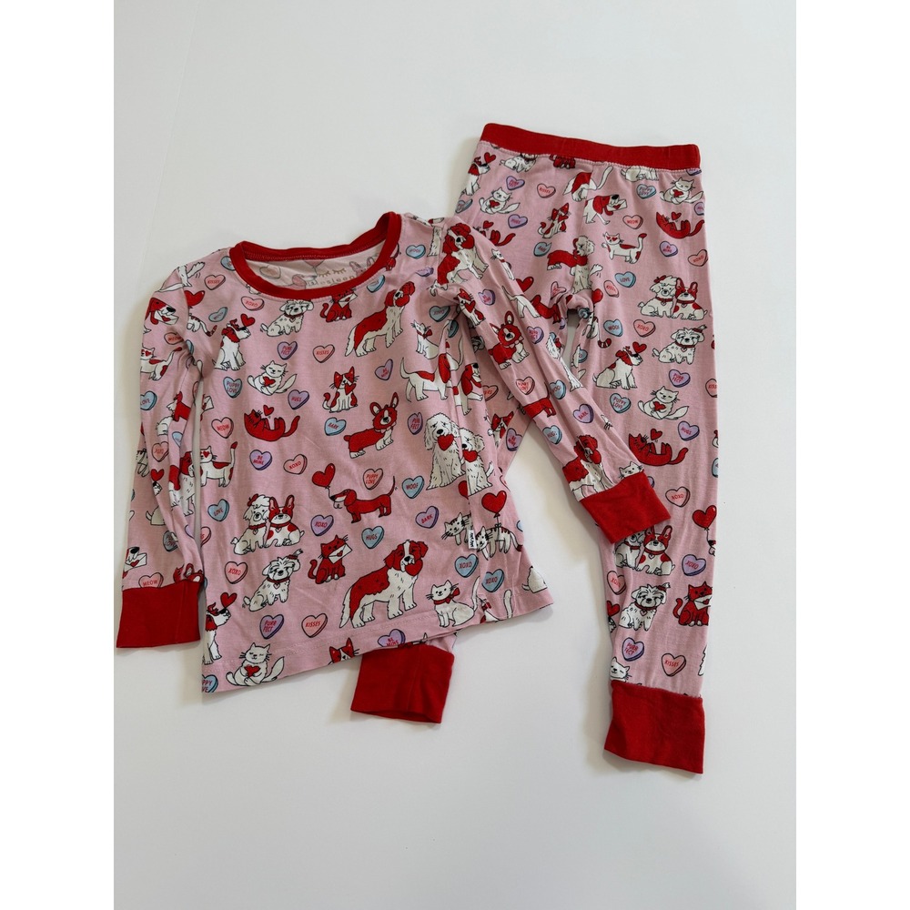 Little Sleepies Valentine Puppy Kitten Bamboo Pajama Set 18-24 Months